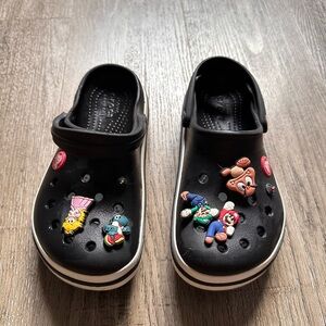 CROCS Kids Black Slippers with Fun Cartoon Charms